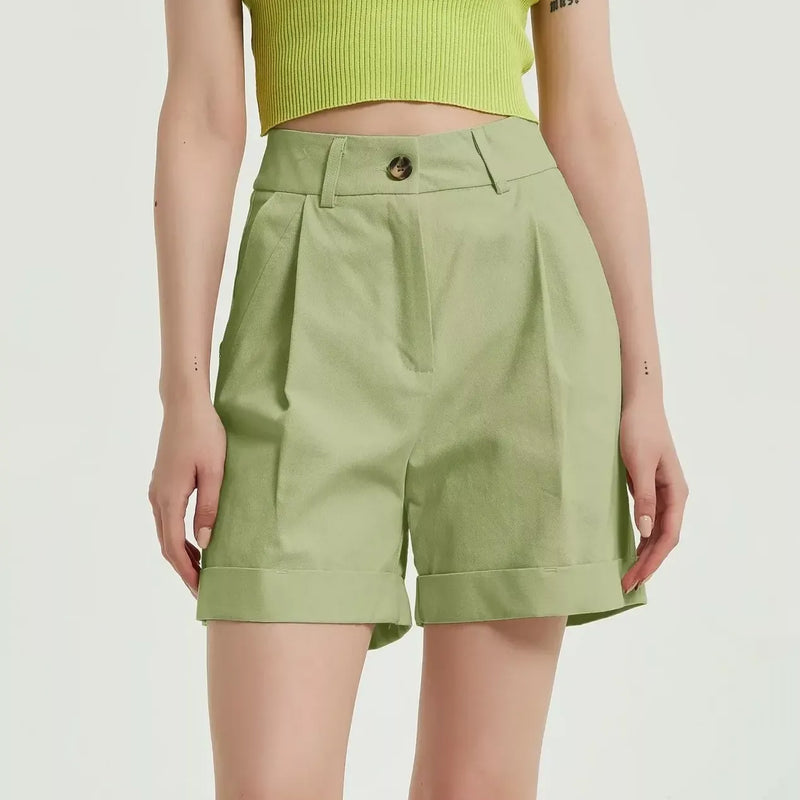 Lässige Shorts mit hohem Bund und weitem Bein