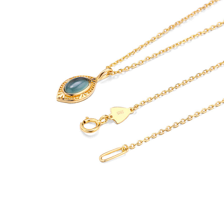925 Silver Plated Real Gold Personality Green Olive Topaz Pendant