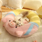 pink pig shaped cat bed, view 6 - MRSLM