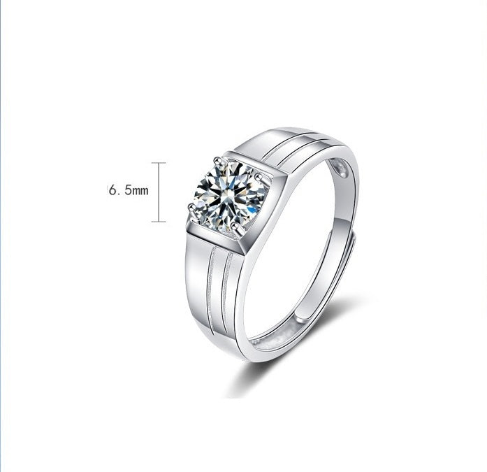 Men's S925 Silver 1 Karat Diamond Ring