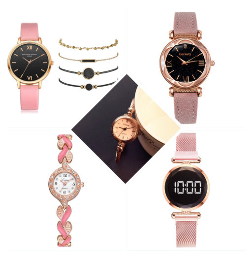 ladies PU strap quartz watch set, view 2 - MRSLM