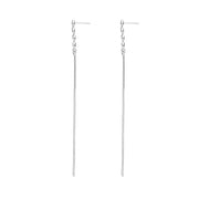 white bead long tassel earrings, view 2 - MRSLM