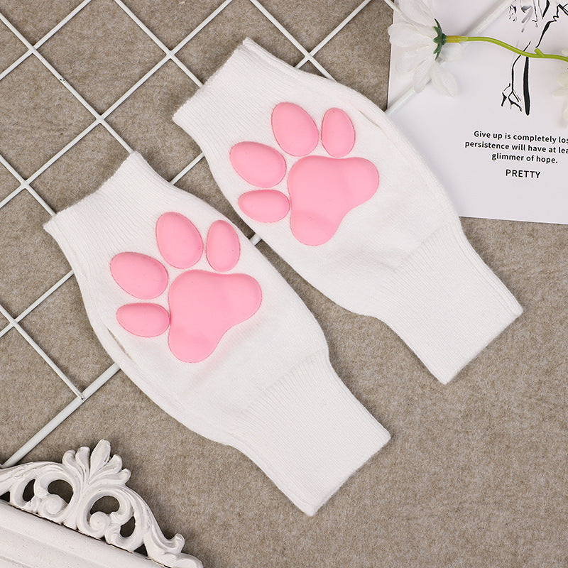 Luvas com almofadas de pata de gato em silicone 3D