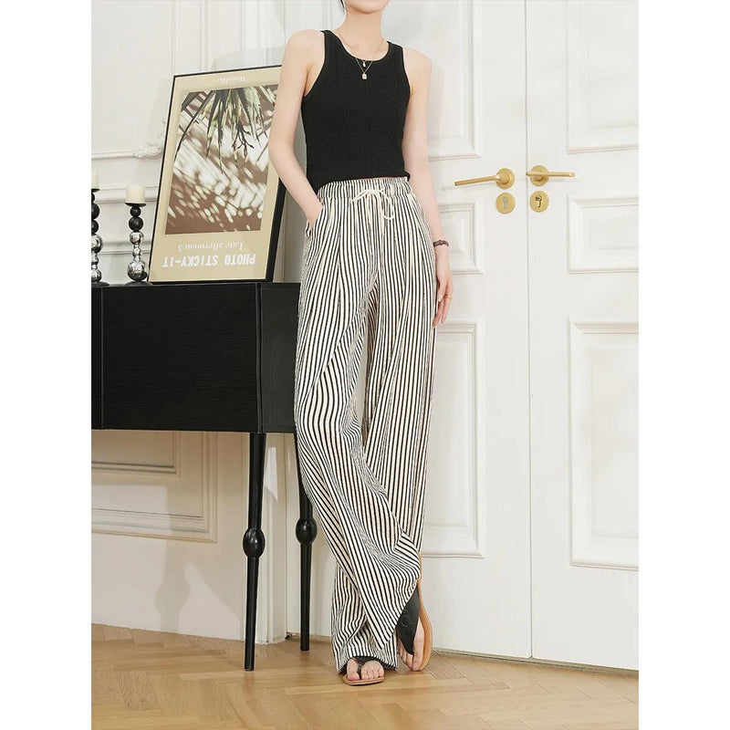 Women's wide leg striped pants, view 3 - MRSLM