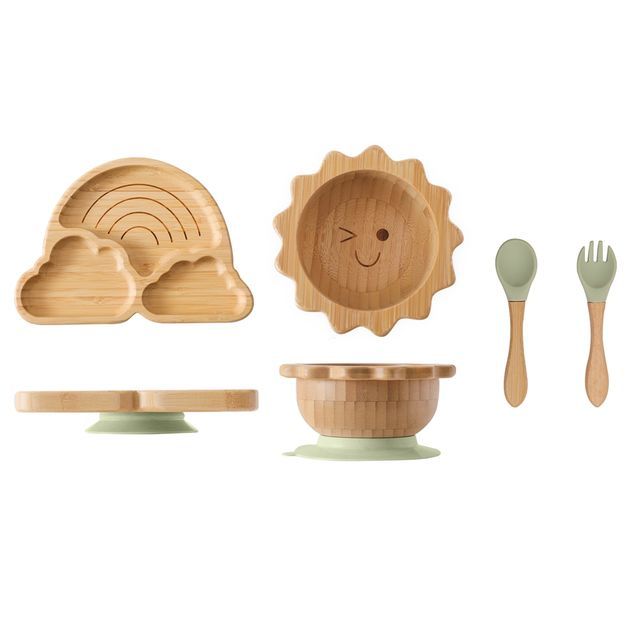 bamboo baby feeding set, view 2 - MRSLM
