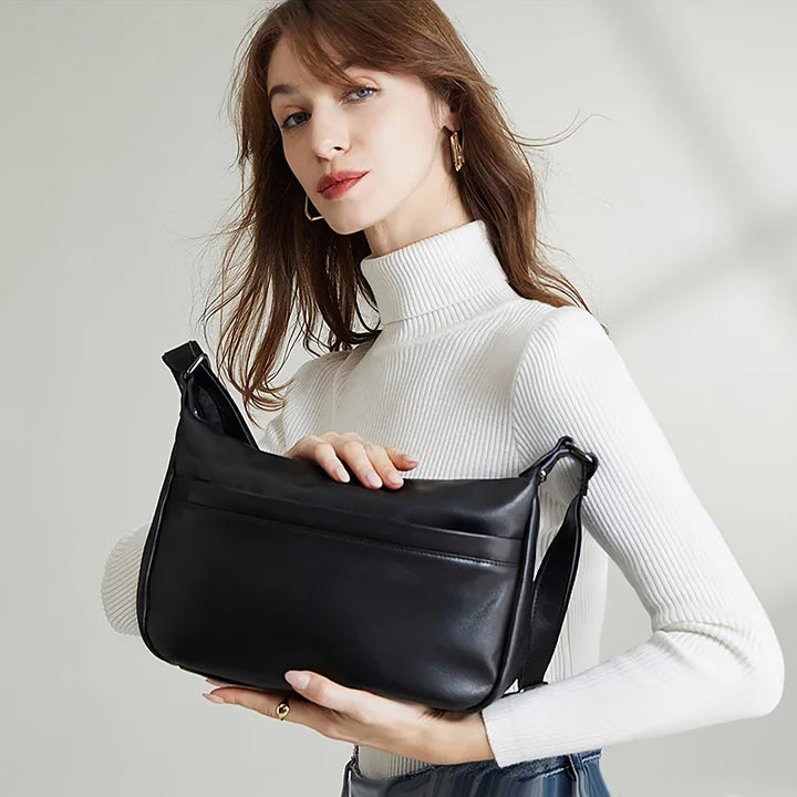 100% Cow Leather Multi-Layer Women's Shoulder Bag