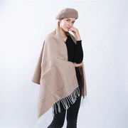 Wool fringe shawl scarf, view 6 - MRSLM