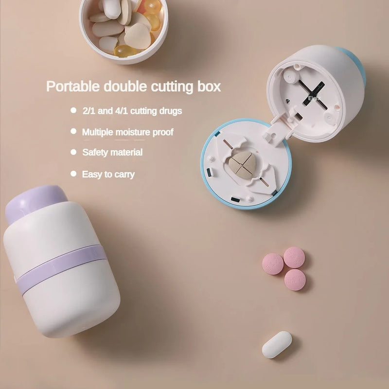 portable 2-in-1 pill box with cutter, view 4 - MRSLM