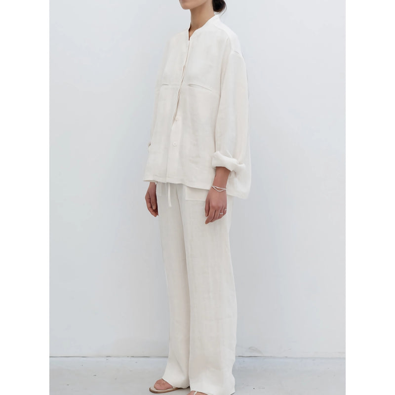 linen button-up blouse, view 5 - MRSLM