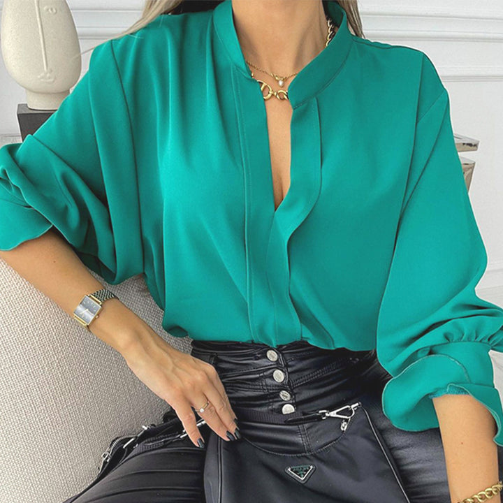 Women's Autumn Solid Color Elegant Versatile Casual Long Sleeve Chiffon Shirt