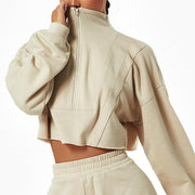 women's cotton patchwork zip-up hoodie - MRSLM