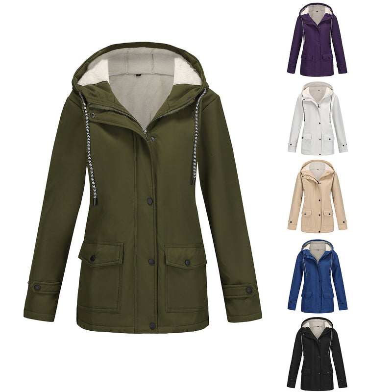 Damen-Anorak, gefüttert mit Fleece, wasserdichte Jacke