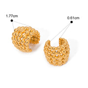 18k pvd plated honeycomb shaped ear clips, view 7 - MRSLM