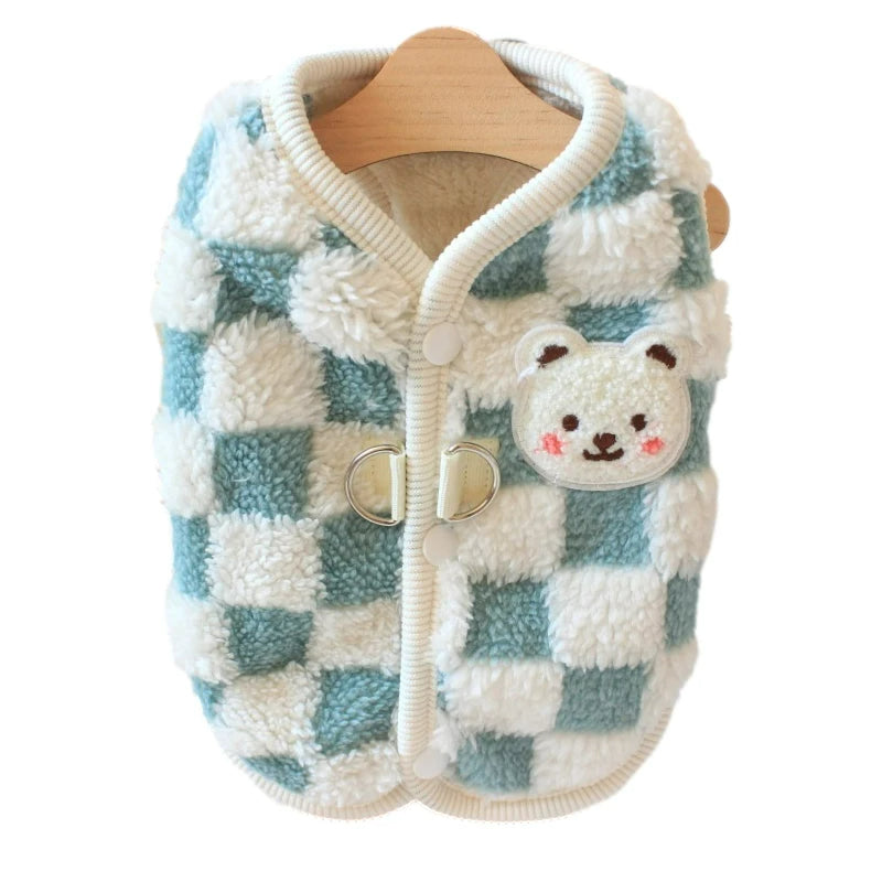 plaid winter dog coat, view 3 - MRSLM