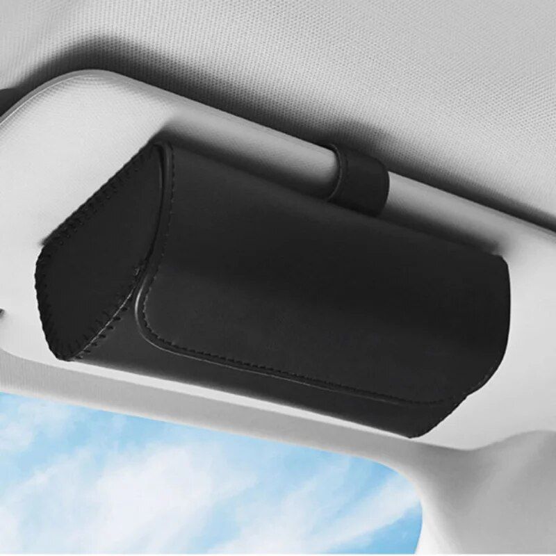 Luxury Car Sun Visor Organizer with Sunglasses Clip & Ticket Holder