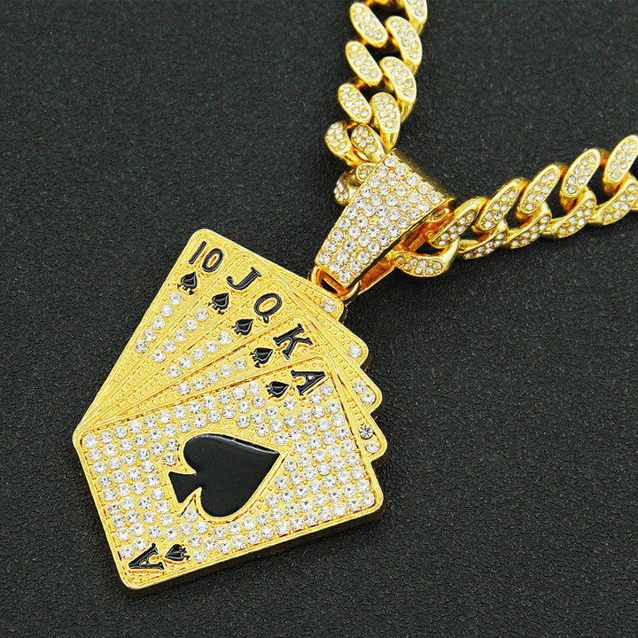 Diamond-embedded Poker Pendant Necklace Accessories Pendant