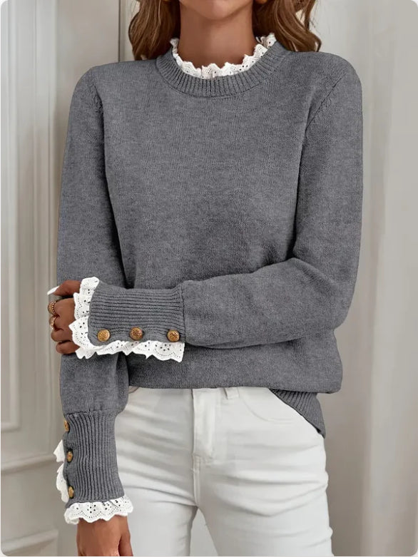 women's lace stitching sweater, view 7 - MRSLM