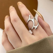 irregular hollow silver wide ring - MRSLM