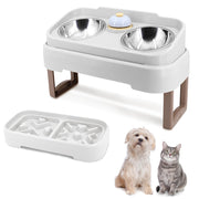 3-in-1 adjustable stainless steel elevated pet bowl set, view 4 - MRSLM