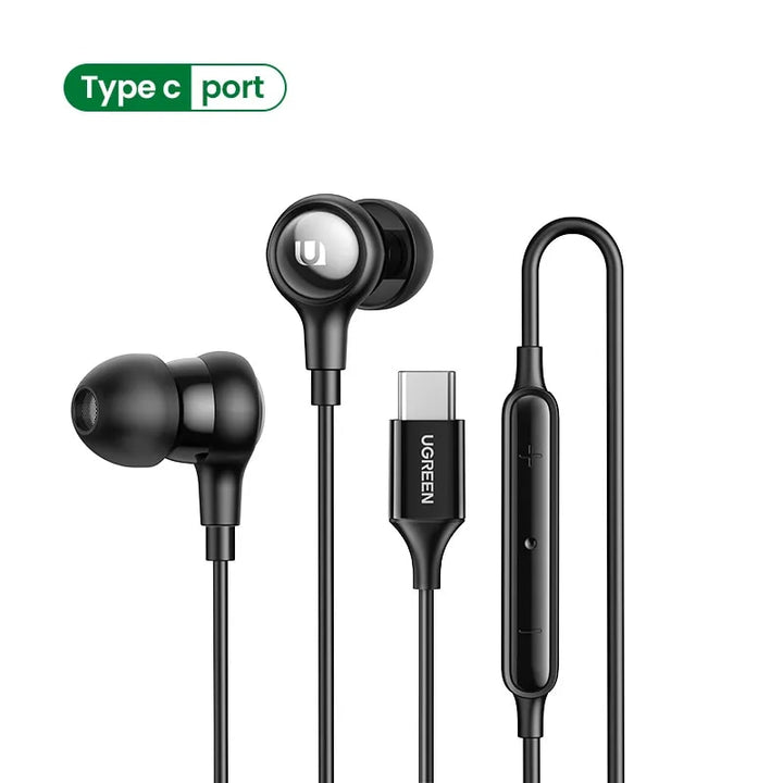 High-Definition In-Ear Earphones with Microphone - 3.5mm, USB Type-C, Lightning Connector