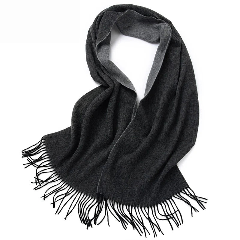 double-sided wool houndstooth scarf, view 6 - MRSLM