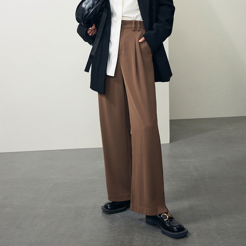 high-waisted drape trousers with side slits, view 2 - MRSLM