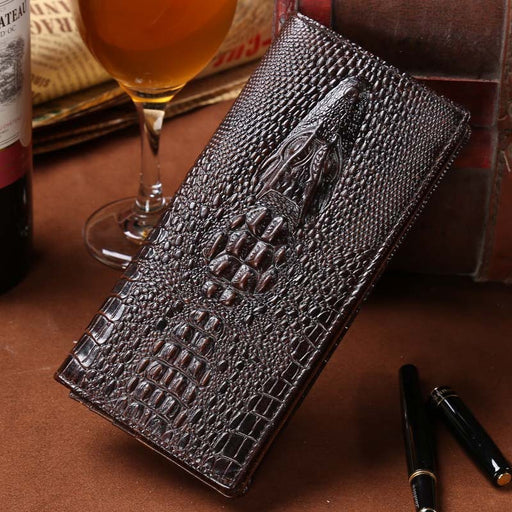 crocodile-embossed cowhide wallet - MRSLM