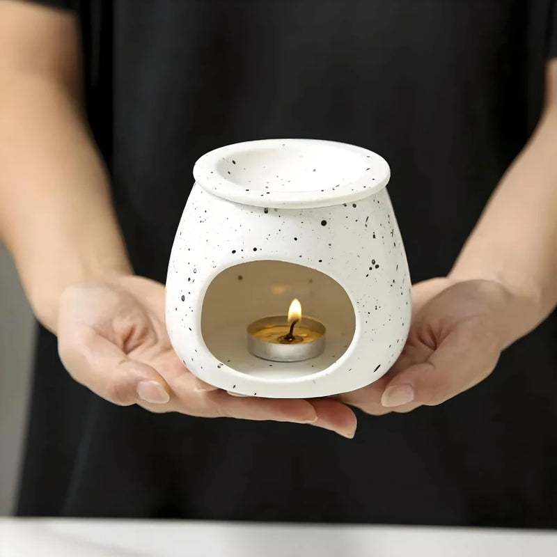 ceramic spotted glazed aroma burner, view 3 - MRSLM