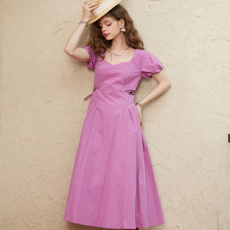 a-line mini dress with square collar, view 3 - MRSLM