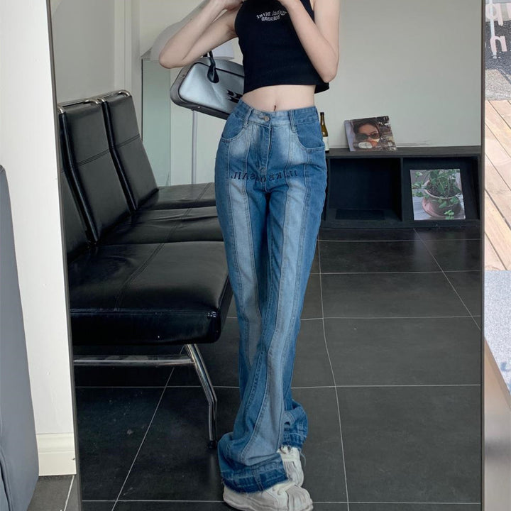 Women's Fashionable New American Retro Split Gradient Jeans
