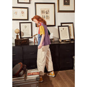 Color block cotton tee with embroidered cuffs, view 8 - MRSLM