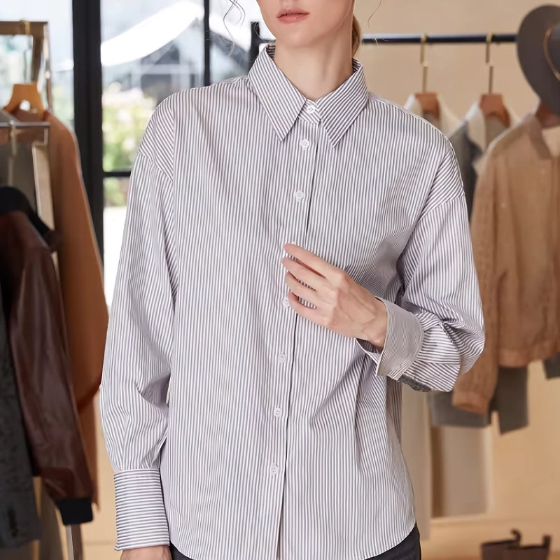 striped long sleeve shirt, view 3 - MRSLM