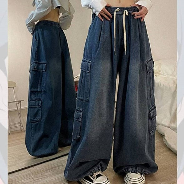 Jeans Tooling Loose Wide Leg Pants Women