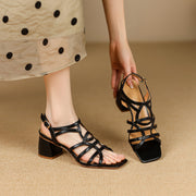 gladiator square toe heel sandals, view 27 - MRSLM