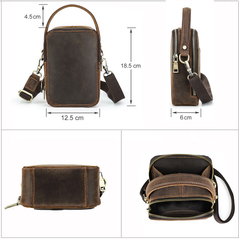 Men's Casual Retro Crazy Horse Leather Shoulder Messenger Bag