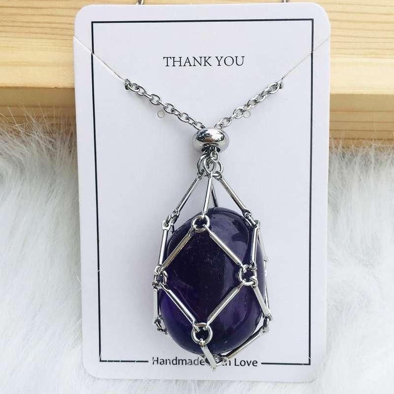 crystal stone holder necklace, view 10 - MRSLM