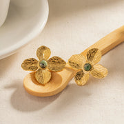 vintage flower stone stud earrings - MRSLM