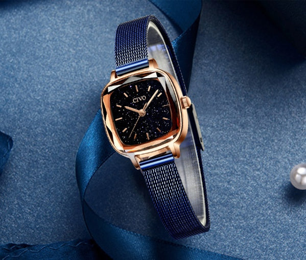 square ladies mesh band watch, view 4 - MRSLM