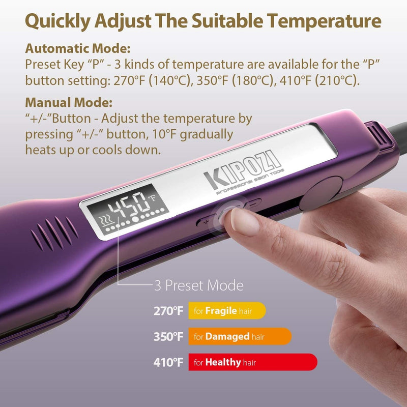 titanium hair straightener with LCD display, view 3 - MRSLM