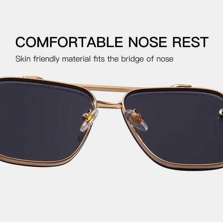 Klassische quadratische Vintage-Sonnenbrille – Luxuriöse UV400-Sonnenbrille mit Metallrahmen für Damen und Herren