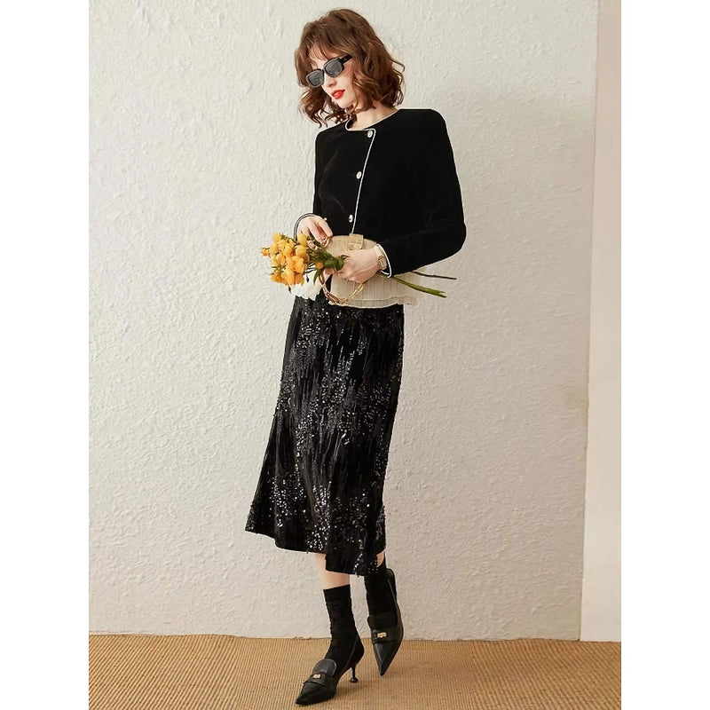 women's lace contrast patchwork jacket, view 4 - MRSLM