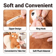 2-in-1 plush car tissue box and trash can, red panda, view 7 - MRSLM