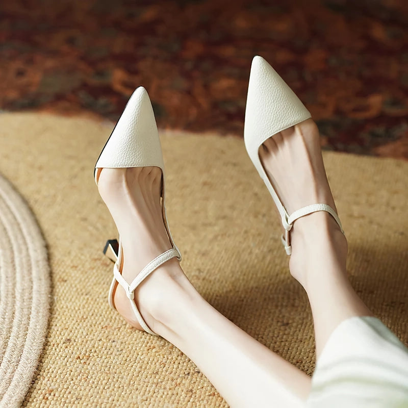 leather high heel mule sandals, view 4 - MRSLM