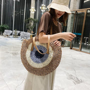 woven straw beach tote, view 9 - MRSLM