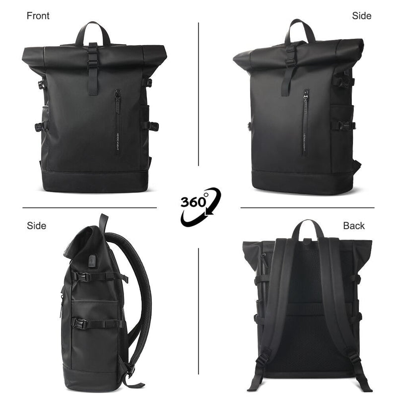 expandable roll-top laptop backpack, view 5 - MRSLM