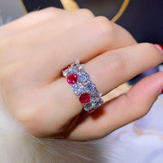 micro-set aquamarine color silver ring - MRSLM