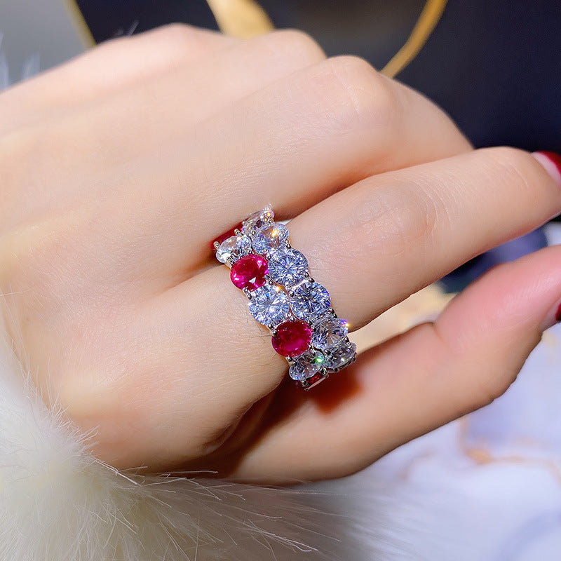 micro-set aquamarine color silver ring - MRSLM