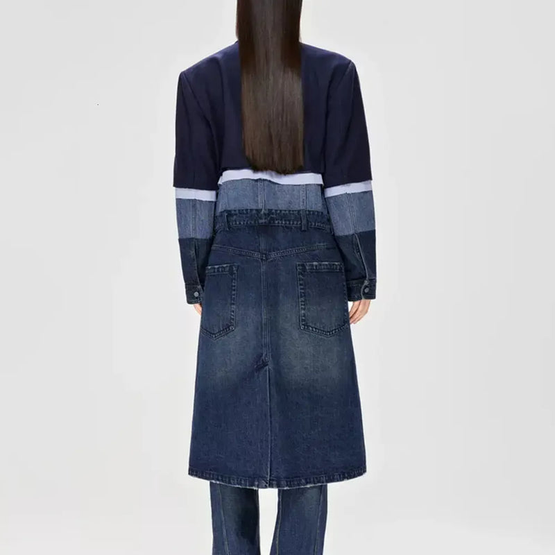 Patchwork-Jeans-Trenchcoat