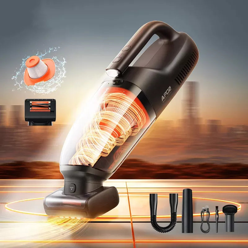 Kabelloser Auto- und Haushaltsstaubsauger mit motorisierter Walzenbürste und LED-Beleuchtung