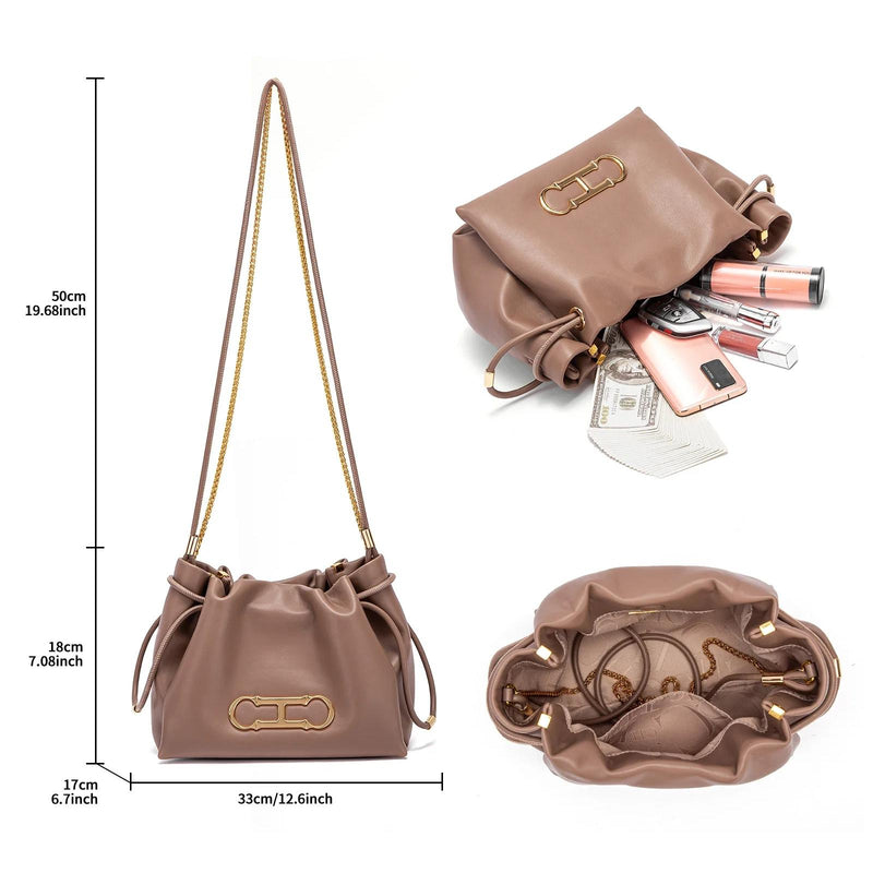women's drawstring shoulder bag, view 10 - MRSLM